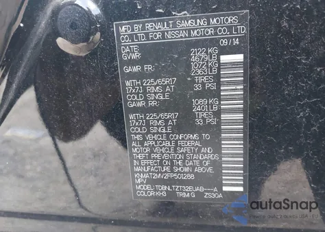 2015 Nissan Rogue Sv z USA, uszkodzony, nr VIN KNMAT2MV2FP501288